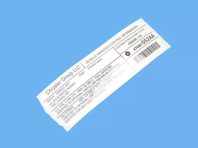 47480052AA - Labels: Vehicle Emission Control Information Label for Dodge: Dart Image
