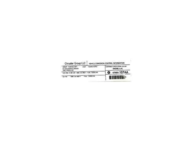 Vehicle Emission Control Information Label - Mopar (47480107AA)