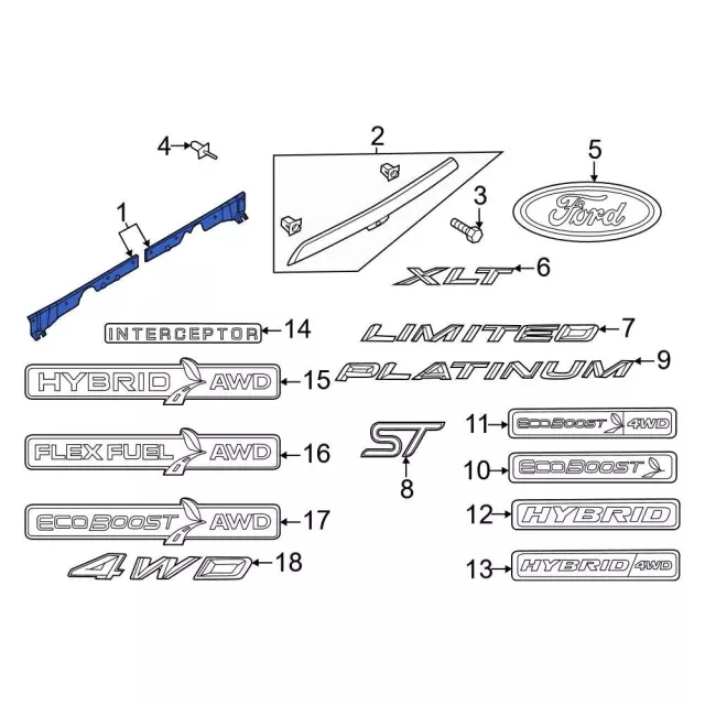 LB5Z7845141A - Body: Inner Cover for Ford: Explorer, Police Interceptor Utility Image