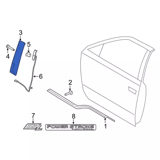 Molding Door Outside - Ford (FL3Z-1520555-SG)