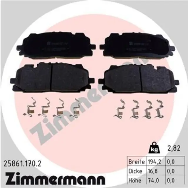 258611702 - Brakes &amp; Brake Parts: Zimmermann 25861.170.2 Disc Brake Pad Set for ZIMMERMANN Image