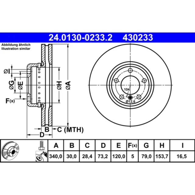 430233 - : ATE Disc Brake Rotor for ATE Image