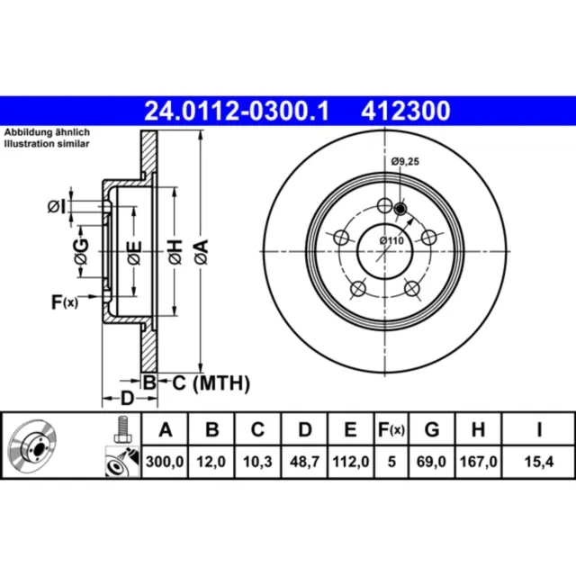 412300 - : ATE Disc Brake Rotor Set for ATE Image