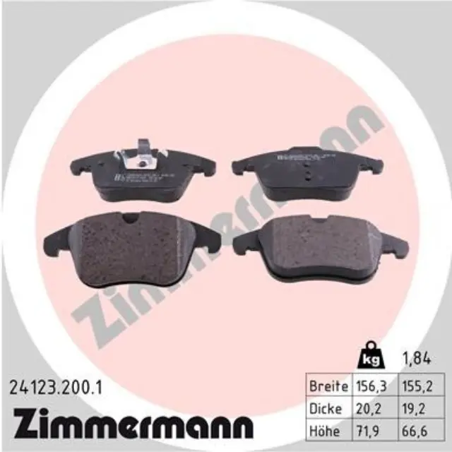 241232001 - : Zimmermann 24123.200.1 Disc Brake Pad Set for ZIMMERMANN Image
