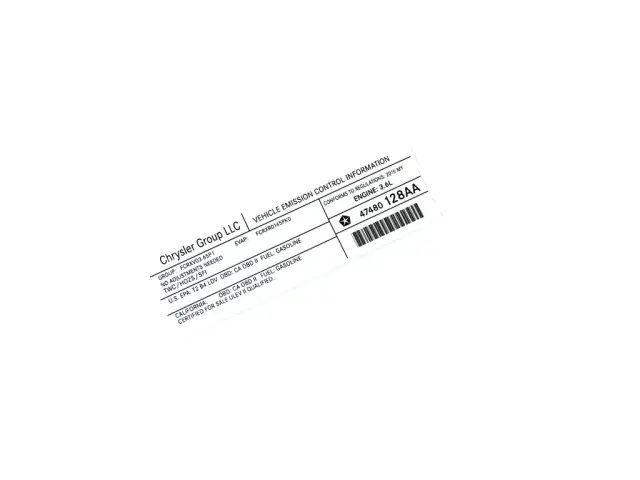 47480128AA - Labels: Vehicle Emission Control Information Label for Mopar Image image