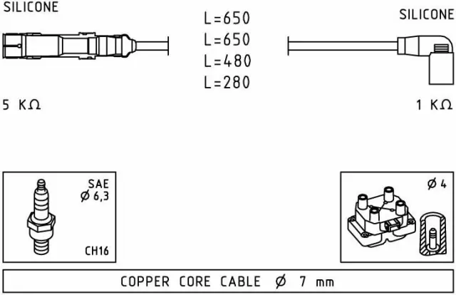 49585 - Ignition Systems: Facet Spark Plug Wire Set for FACET FUEL PUMPS Image
