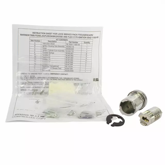 5S4Z11582BB - Steering: Cylinder &amp; Keys for Ford Image