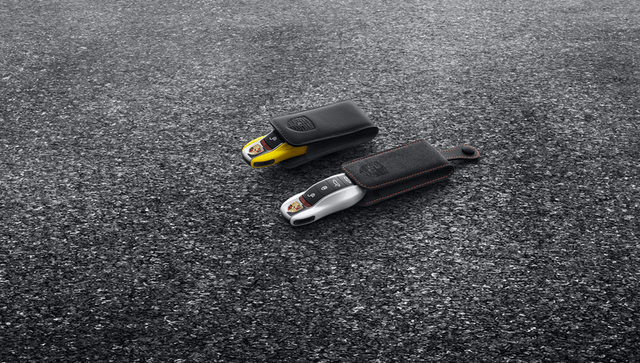 97004400111 - Interior: 2016-2023 Porsche - Key Pouch In Leather - Bordeaux Red for Porsche: 718 Boxster, 718 Cayman, 911, Cayenne, Macan, Panamera Image