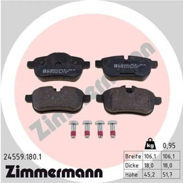 245591801 - : Zimmermann 24559.180.1 Disc Brake Pad Set for ZIMMERMANN Image