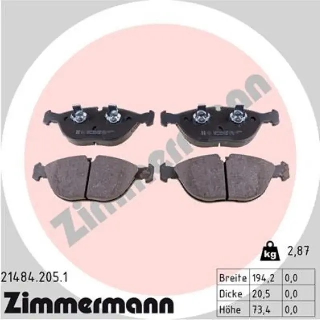 214842051 - : Zimmermann 21484.205.1 Disc Brake Pad Set for ZIMMERMANN Image