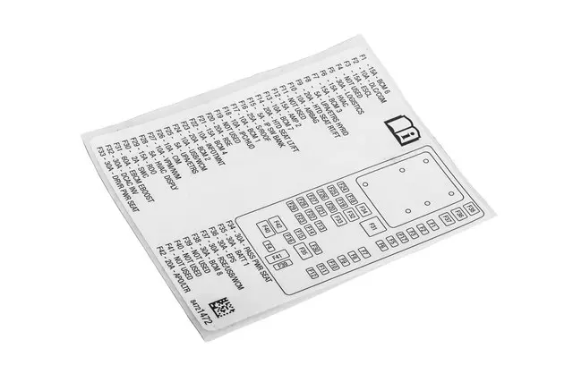 84721472 - : Instrument Panel Wiring Harness Fuse Block Identification Label for GM Image