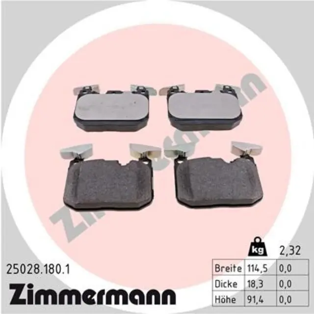 250281801 - : Zimmermann 25028.180.1 Disc Brake Pad Set for ZIMMERMANN Image