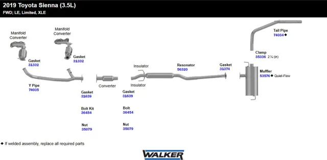 56320 - : Direct Fit Exhaust Resonator and Pipe Assembly for Walker Exhaust Image