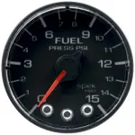 P315328 - : GAUGE, FUEL PRESS, 2 1/16", 15PSI, STEPPER MOTOR W/PEAK &amp; WARN, BLK/BLK, SPEK for AutoMeter Image