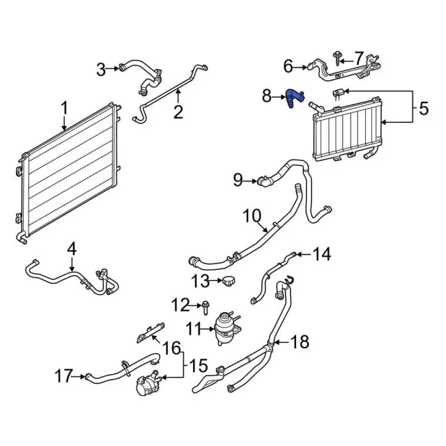 KR3Z8A505C - Cooling System: Connector Hose for Ford: Mustang Image