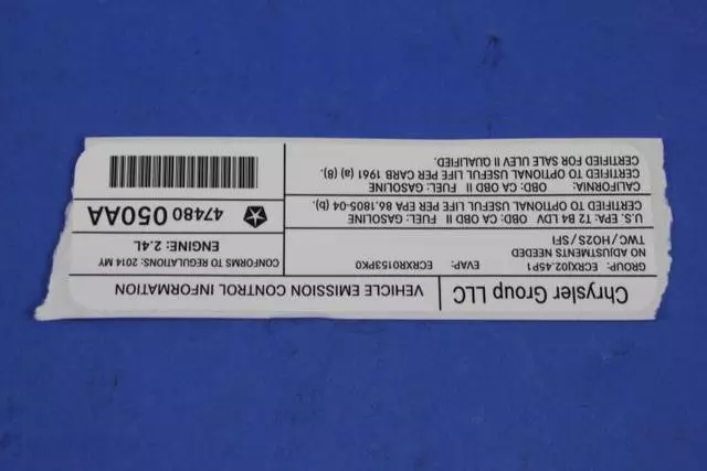Vehicle Emission Control Information Label - Mopar (47480050AA)