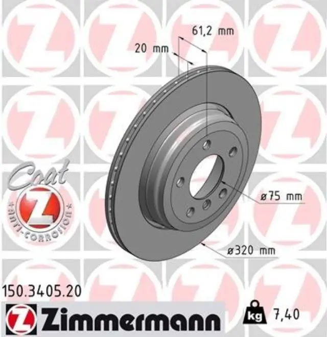 150340520 - : Zimmermann 150.3405.20 Disc Brake Rotor for ZIMMERMANN Image