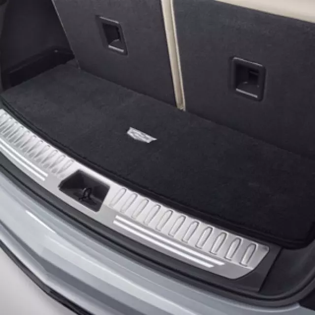 84448702 - : Premium Carpeted Cargo Area Mat in Jet Black with Cadillac Logo for Cadillac: XT6 Image
