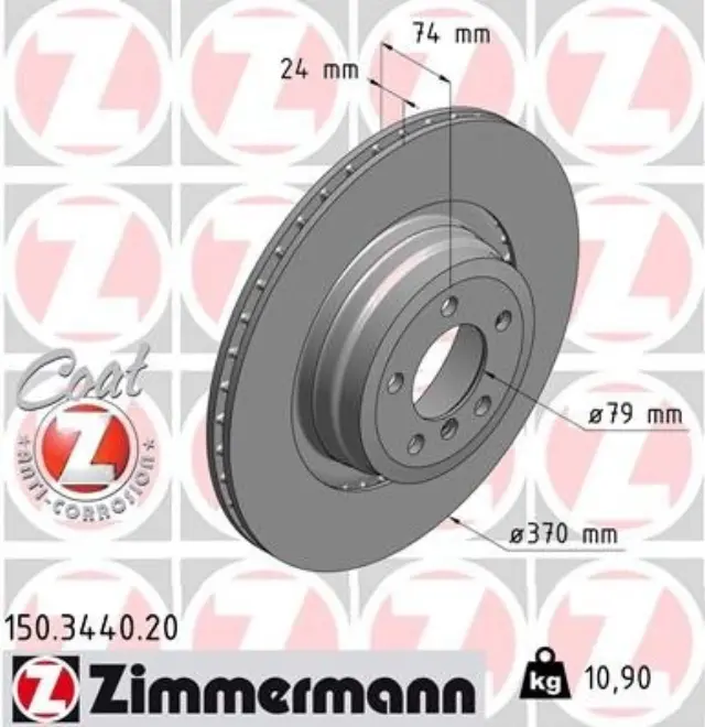 150344020 - : Zimmermann 150.3440.20 Disc Brake Rotor for ZIMMERMANN Image