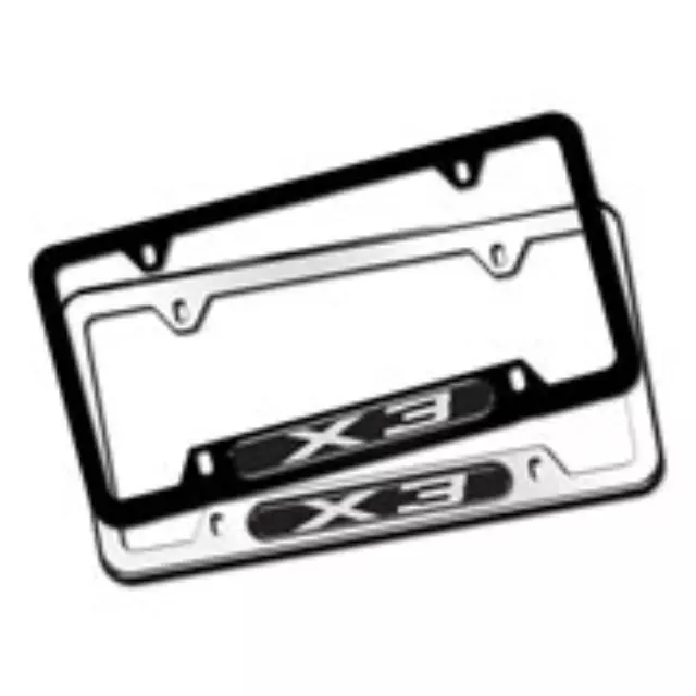 82110443117 - Exterior: License Plate Frame With Chrome Emblem for BMW: 135i, 228i, 228i xDrive, 320i, 320i xDrive, 328d, 328d xDrive, 328i, 328i xDrive, 335i, 335i GT xDrive, 335i xDrive, 335is, 340i, 340i xDrive, 428i, 428i xDrive, 435i, 435i xDrive, 528i, 528i xDrive, 535d, 535d xDrive, 535i, 535i xDrive, 550i, 550i xDrive, 640i, 640i xDrive, 650i, 650i xDrive, 740i, 740Li, 740Li xDrive, 750i, 750i xDrive, 750Li, 750Li xDrive, 760Li, M235i, M235i xDrive, M3, M4, M5, M6, X1, X3, X4, X5, X6, Z4 Image