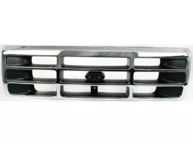 92 thru 97 F-250 F-350 OEM Genuine Ford Platinum Chrome Grill Grille w/ Emblem - Ford (F4TZ-8200-A)