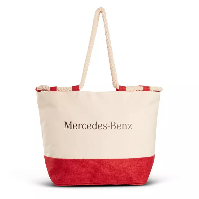152371600 - : Mer Barcelona Canvas And Jute Tote Red for Mercedes-Benz Image
