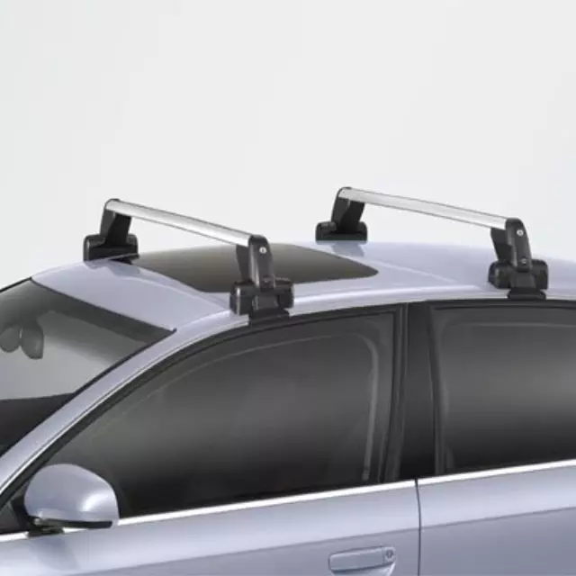 8K5071126B - Hauling: 2009-2016 Audi Base Roof Racks Carrier Bars Silver &amp; Black A4 Quattro S4 for Audi: A4 Quattro, S4 Image