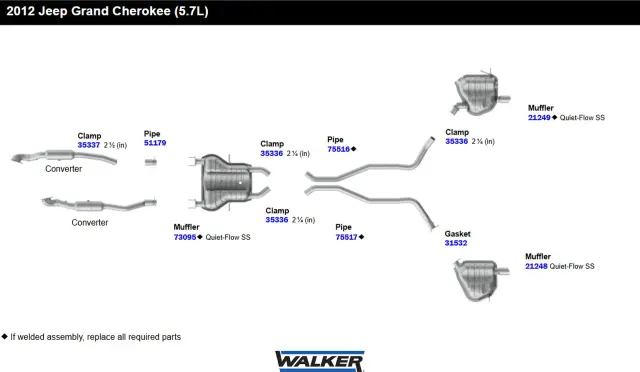 73095 - Exhaust: Quiet-Flow SS Direct Fit Exhaust Muffler Assembly for Walker Exhaust Image