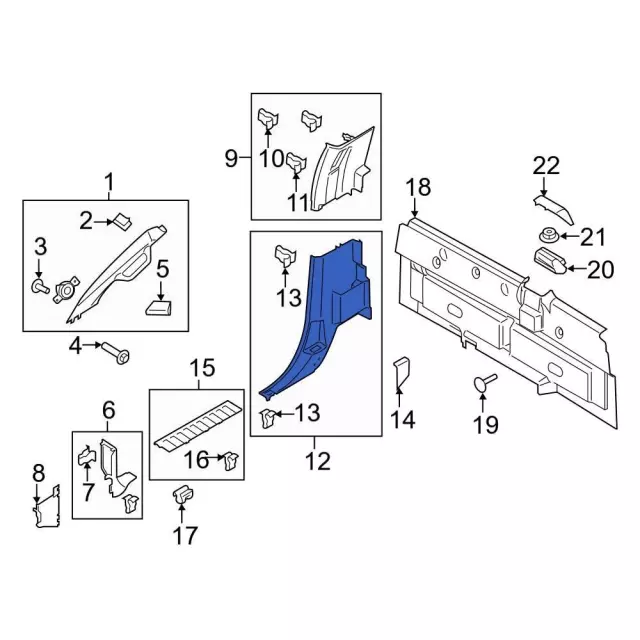 Door Pillar Post Trim Set - Ford (FL3Z-1531013-AM)