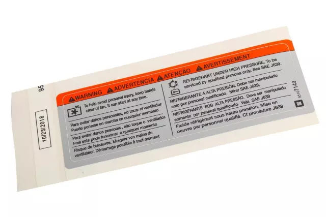 95167149 - Body: Fan Label for Chevrolet: Cruze, Cruze Limited Image