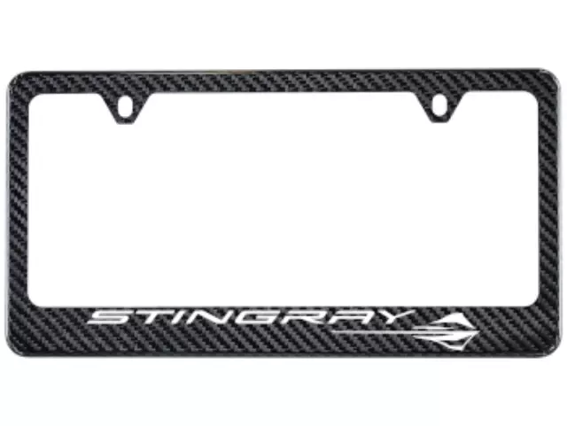 19432765 - : License Plate Frame in Carbon Fiber with Corvette Stingray Logo for Chevrolet: Corvette Image