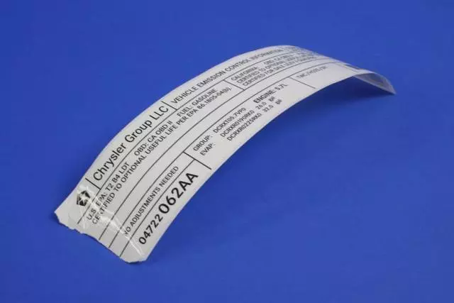 Vehicle Emission Control Information Label - Mopar (4722062AA)