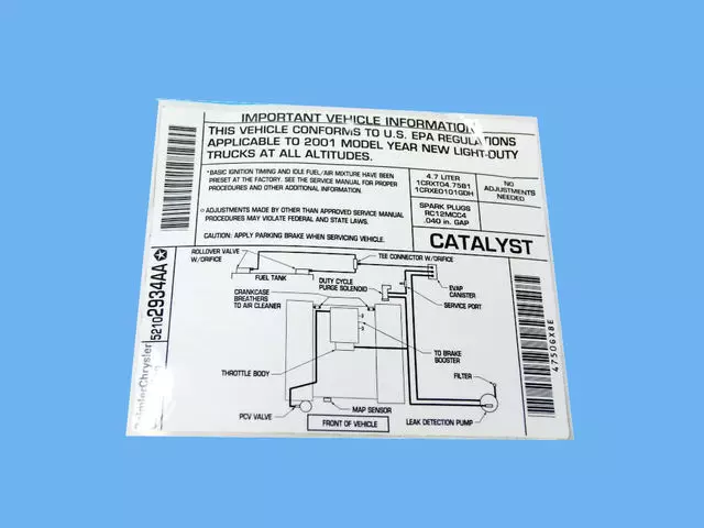 52102934AA - Emission Systems: Emission Label for Mopar Image