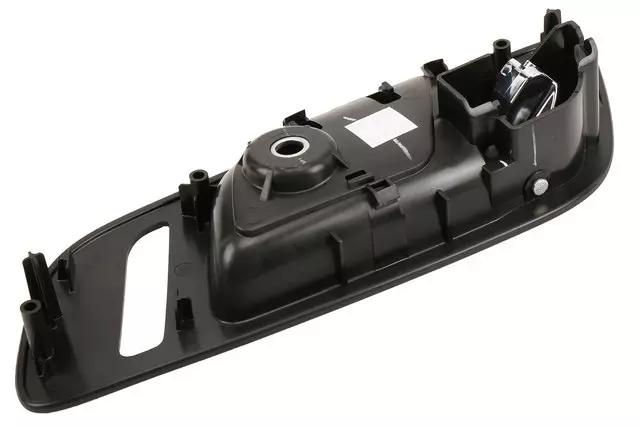 22855627 - Body: Front Driver Side Interior Door Handle in Ebony with Chrome Release Handle and Heated Seat Switch Hole for Cadillac: Escalade, Escalade ESV, Escalade EXT | Chevrolet: Avalanche, Suburban 1500, Suburban 2500, Tahoe | GMC: Yukon, Yukon XL 1500, Yukon XL 2500 Image