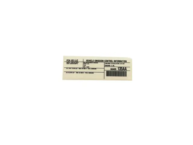 68405135AA - Labels: Vehicle Emission Control Information Label for Mopar Image