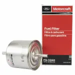 FG1060 - Air &amp; Fuel Delivery: Motorcraft™ Fuel Filter for Ford: Aerostar, Bronco, Bronco II, Contour, Country Squire, Crown Victoria, E-150 Econoline, E-150 Econoline Club Wagon, E-250 Econoline, E-250 Econoline Club Wagon, E-350 Econoline, E-350 Econoline Club Wagon, Escape, Escort, EXP, F-150, F-250, F-350, F-Super Duty, LTD, LTD Crown Victoria, Mustang, Probe, Ranger, Taurus, Tempo, Thunderbird | Lincoln: Continental, Mark VII, Town Car | Mercury: Capri, Colony Park, Cougar, Grand Marquis, Lynx, Mariner, Marquis, Mystique, Sable, Topaz, Tracer Image