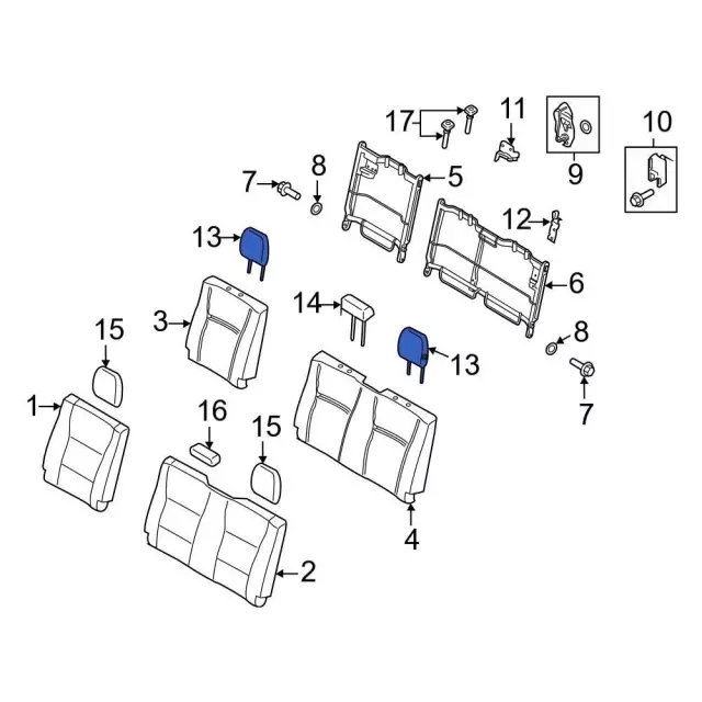 KU5Z78611A08B - Body: Headrest, Outer for Ford: F-150, F-150 Lightning, F-250 Super Duty, F-350 Super Duty, F-450 Super Duty Image