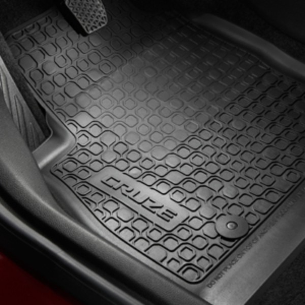 39052638 - : First- and Second-Row Premium All-Weather Floor Mats in Jet Black with Cruze Script for ACDelco Image