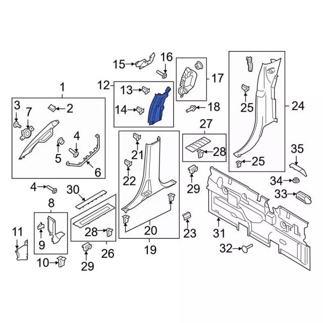 ML3Z1624347AE - Body: Upper Center Pillar Trim for Ford: F-150 Image