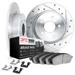 751221043 - : DFC Rotors-Drilled &amp; Slotted-Silver w/ 5000 Advanced Brake Pads Incl Hdw for DYNAMIC FRICTION Image