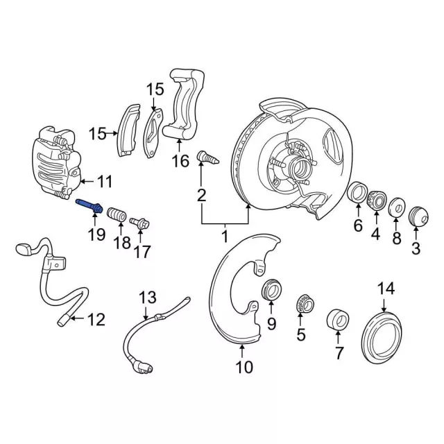 F5AZ2B296A - Brakes: Caliper Pin for Ford: Crown Victoria, E-150 Econoline, E-150 Econoline Club Wagon, Explorer, Explorer Sport, Explorer Sport Trac, F-150, Ranger | Lincoln: Town Car | Mercury: Grand Marquis, Mountaineer Image