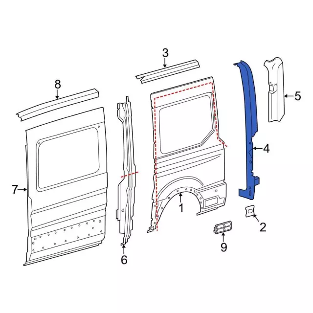 Rear Pillar Reinforced - Ford (JK4Z-6140455-B)