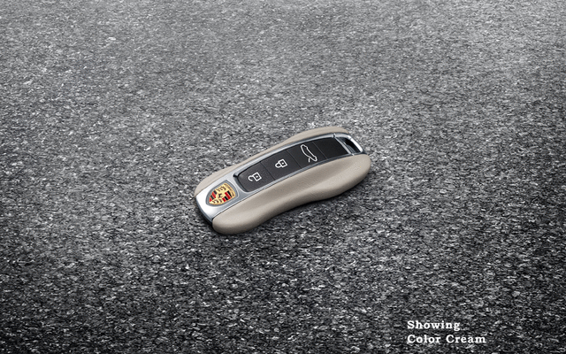 9710449308YR - Interior: Leather Vehicle Key Cap - Black for Porsche: 911, Cayenne, Panamera, Taycan Image