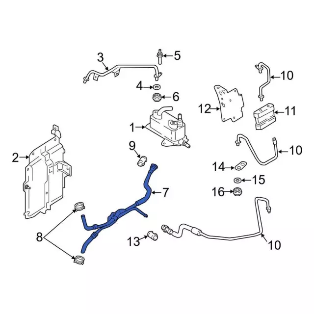 Automatic Transmission Oil Cooler Hose Assembly - Ford (HD9Z-7R081-F)