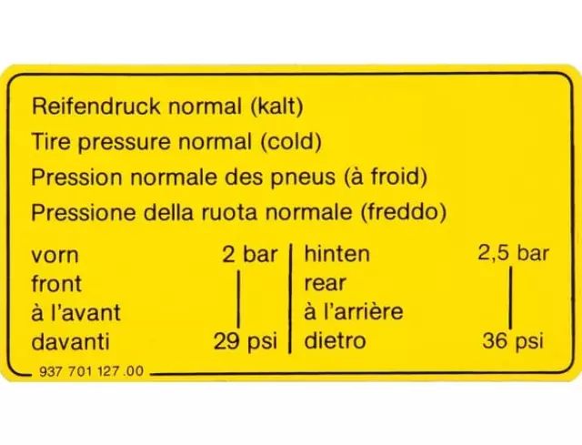 93770112700 - : Data Plate For Tyre Pressure for Porsche Image