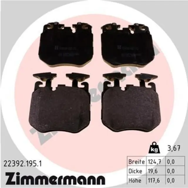 223921951 - : Zimmermann 22392.195.1 Disc Brake Pad Set for ZIMMERMANN Image