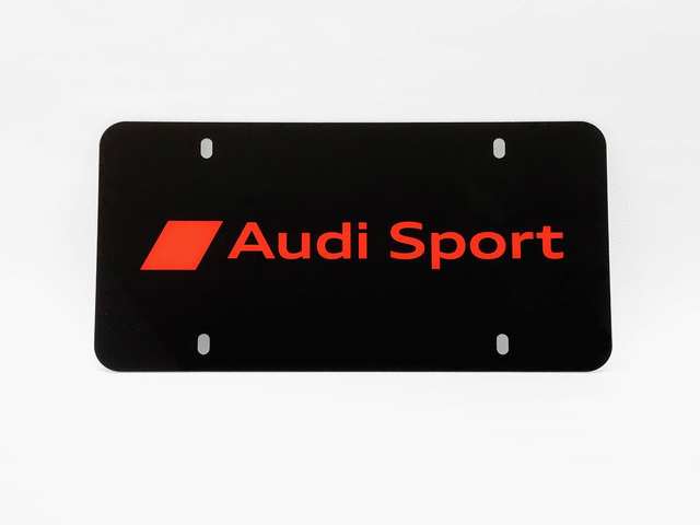 ZAW072850E - Exterior: 2016-2025 Audi - Polycarbonate Audi Sport Vanity Plate for Audi: A3, A3 Quattro, A3 Sportback e-tron, A4 allroad, A4 Quattro, A5 Quattro, A5 Sportback, A6 allroad, A6 Quattro, A7 Quattro, A7 Sportback, A8 Quattro, allroad, e-tron GT, e-tron Sportback, Q3, Q4 e-tron, Q5, Q5 Sportback, Q7, Q8, Q8 e-tron, R8, RS e-tron GT, RS3, RS5, RS5 Sportback, RS7, S3, S4, S5, S5 Sportback, S6, S7, S8, SQ5, SQ5 Sportback, SQ7, SQ8, TT Quattro, TT RS Quattro, TTS Quattro Image