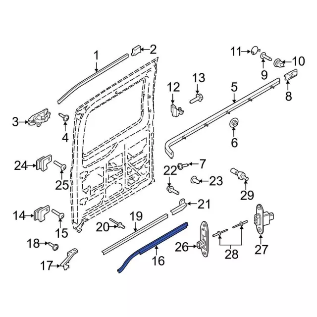 KK3Z1525004M - Body: Center Track for Ford: E-Transit, Transit-150, Transit-250, Transit-350, Transit-350 HD Image