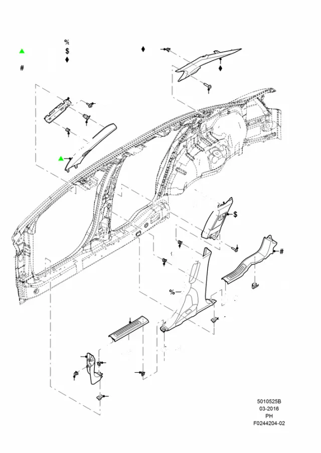 BG1Z5403598DC - Body: Windshield Pillar Trim for Ford Image
