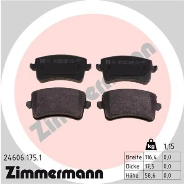 246061751 - Brakes &amp; Brake Parts: Zimmermann 24606.175.1 Disc Brake Pad Set for ZIMMERMANN Image
